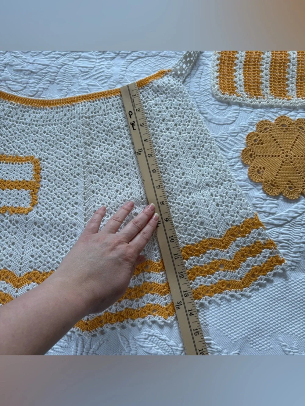 Vintage crocheted apron set handmade dish cloth pot holder housewife 50s
